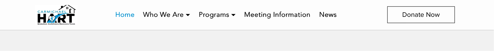 Redesigned navigation with a simplified Programs dropdown grouping only related program links